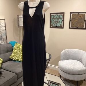 Acemi Black Ribbed Jersey Maxi Dress